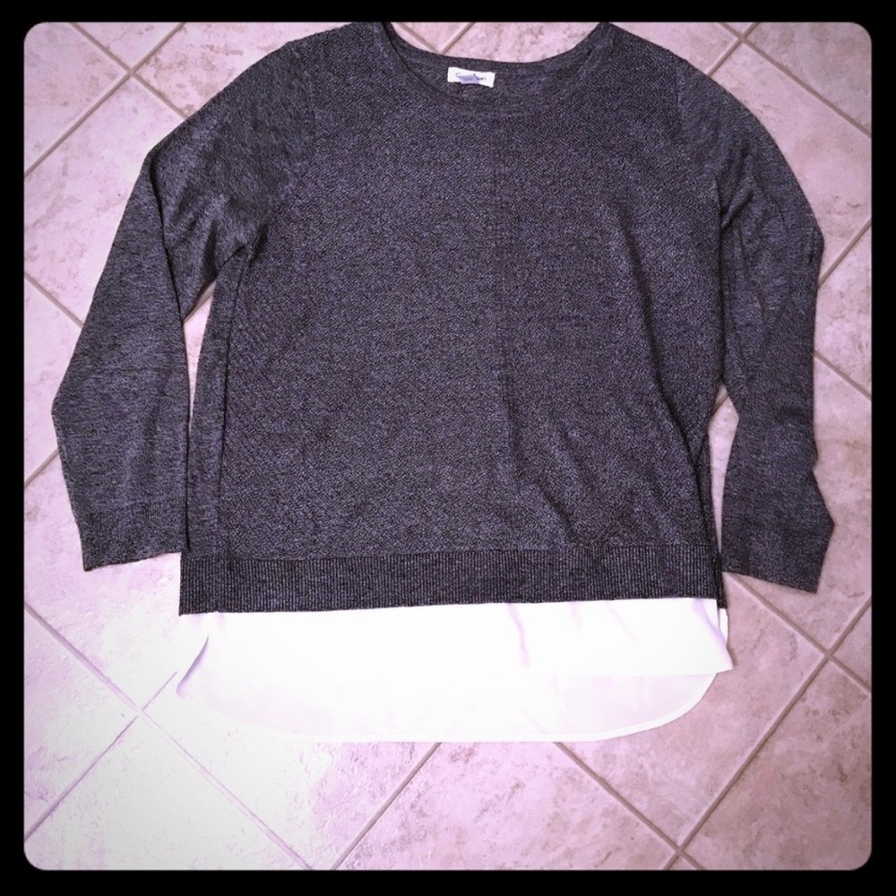 Calvin Klein Dark Gray Sweater with Layered Hem